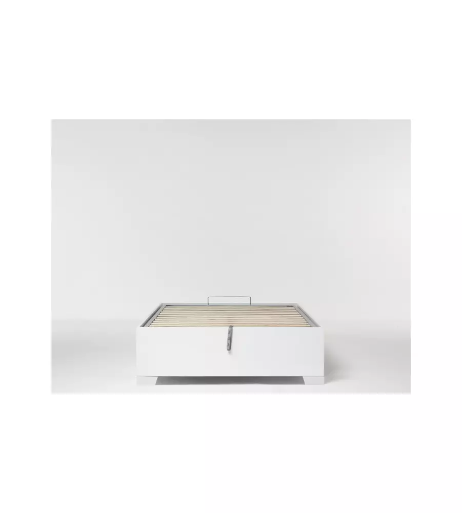 LETTO PIAZZA E MEZZA CONTENITORE CON PIEDINI "BED BOX" BIANCO 120X190 CM